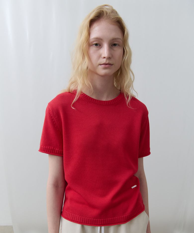 Silk Tencel Half Sleeve Knit (Red)