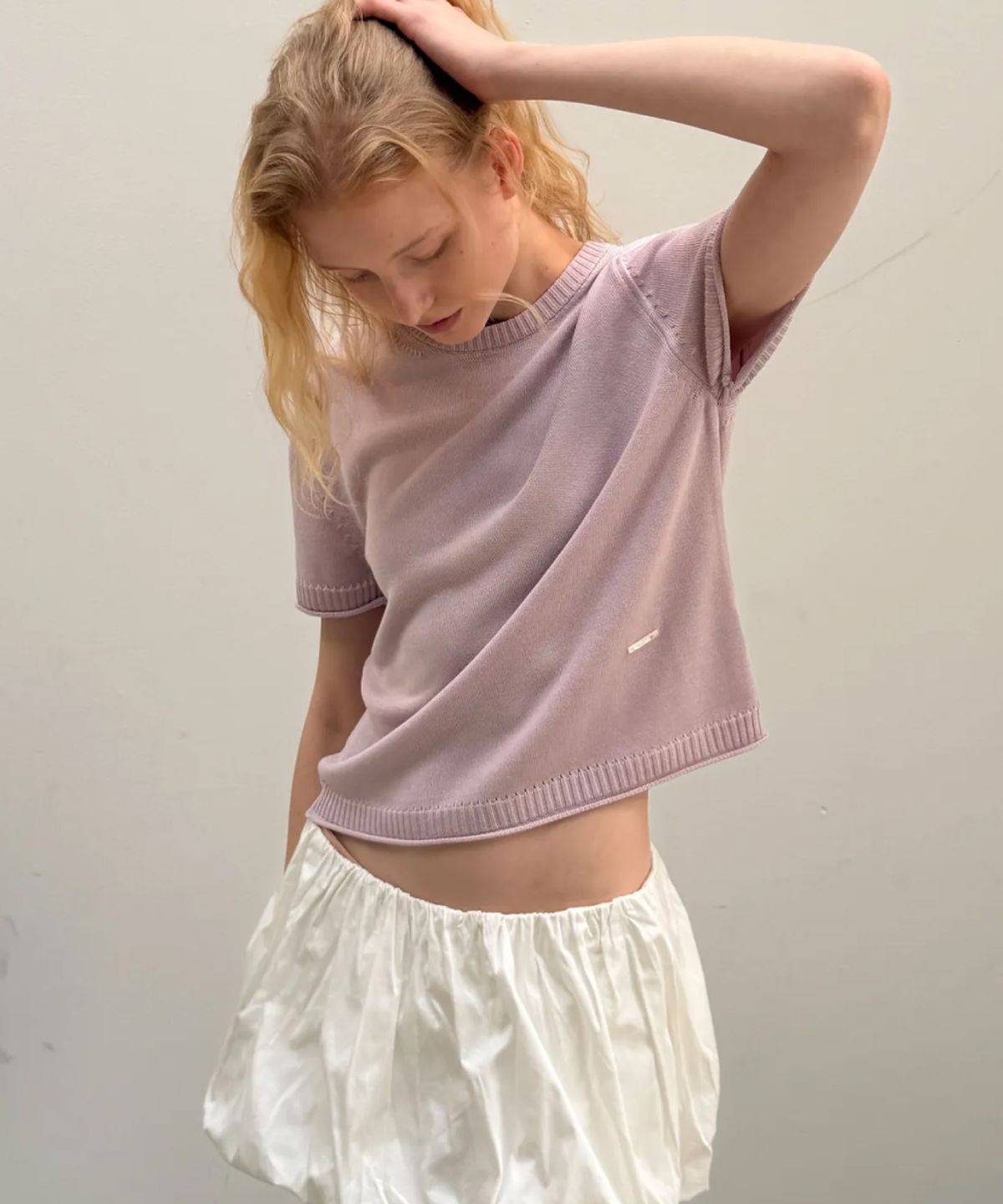 토아베(TOAVE) Silk Tencel Half Sleeve Knit (Pink)