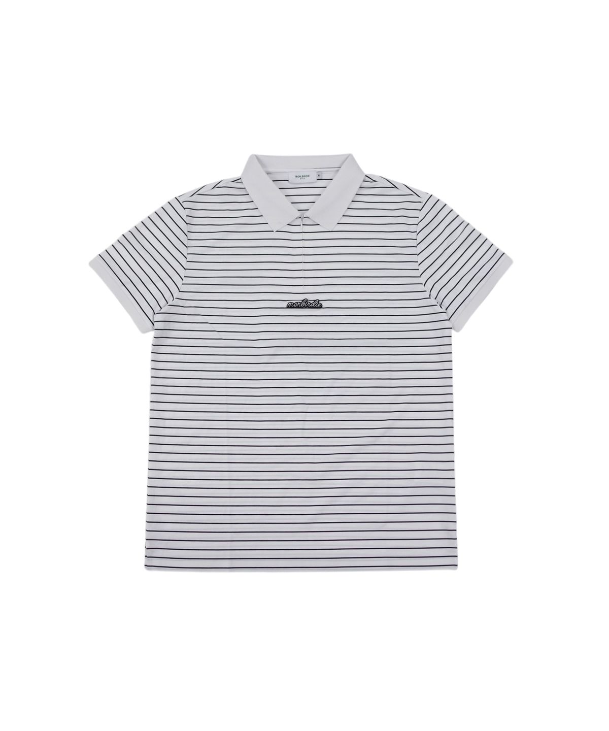 몽버디 골프(MONBIRDIE GOLF) MENS 스트라이프 텍스쳐 숏슬리브 WHITE