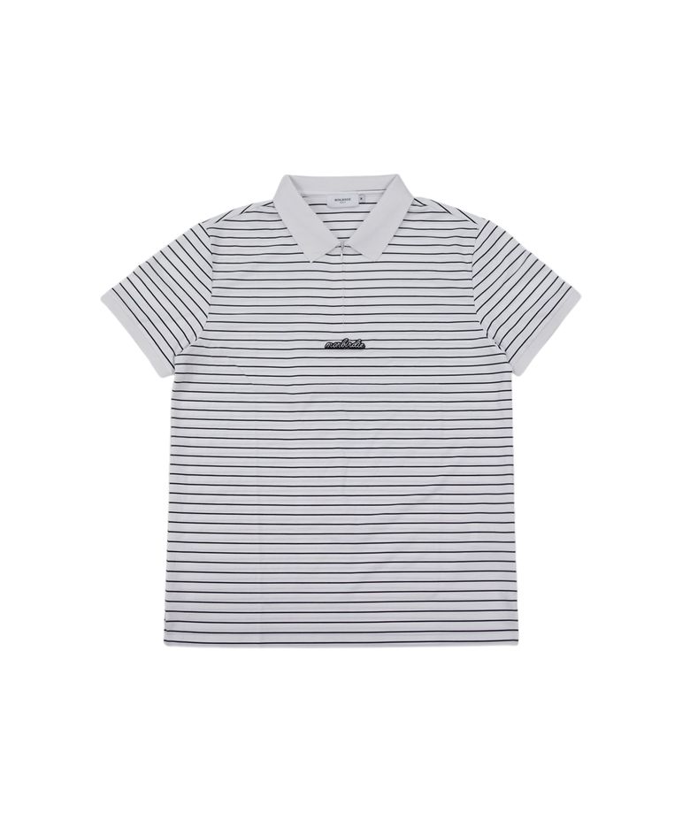 MENS 스트라이프 텍스쳐 숏슬리브 WHITE