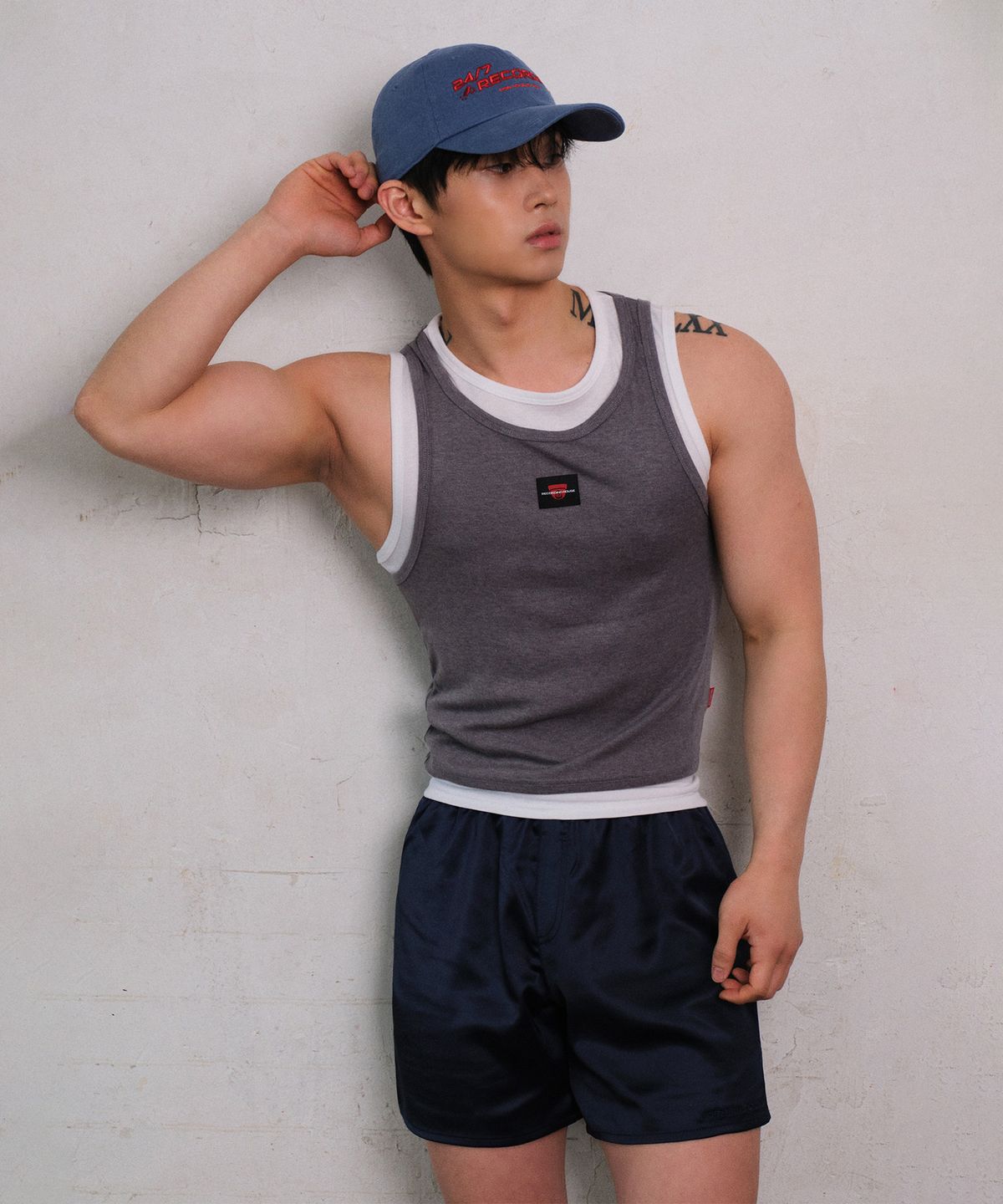 레코딩하우스(RECORDINGHOUSE) REC LAYERED SLEEVELESS [HEATHER GREY]