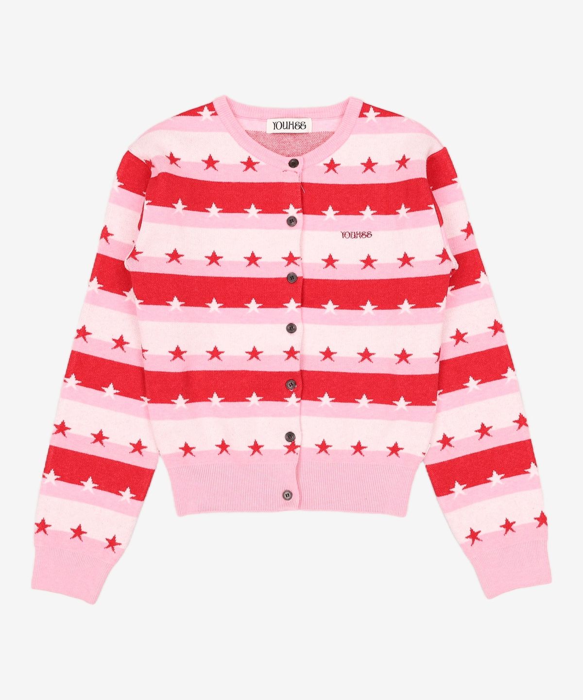유희(YOUHEE) STAR STRIPE CARDIGAN PINK FREE