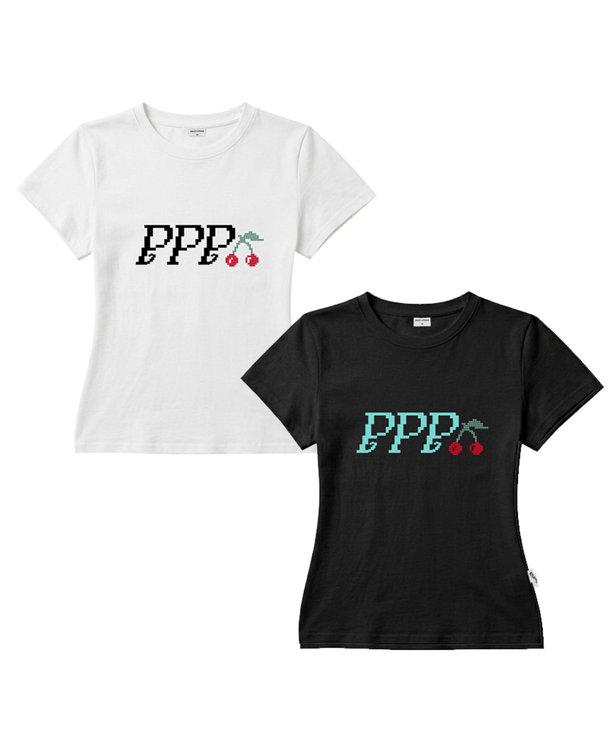 페이지시시(PAGESIISII) PPP 픽셀 체리 프린팅 슬림핏 반팔티 [2color]