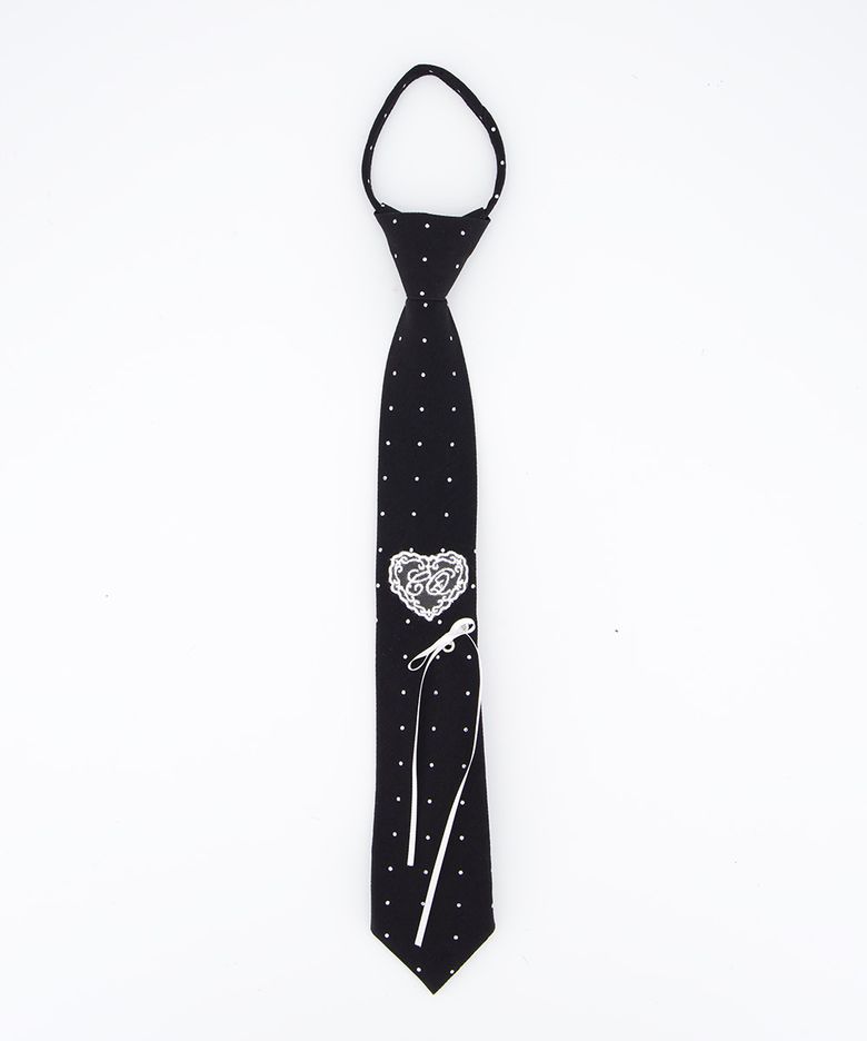 CQ lace heart neck tie - black