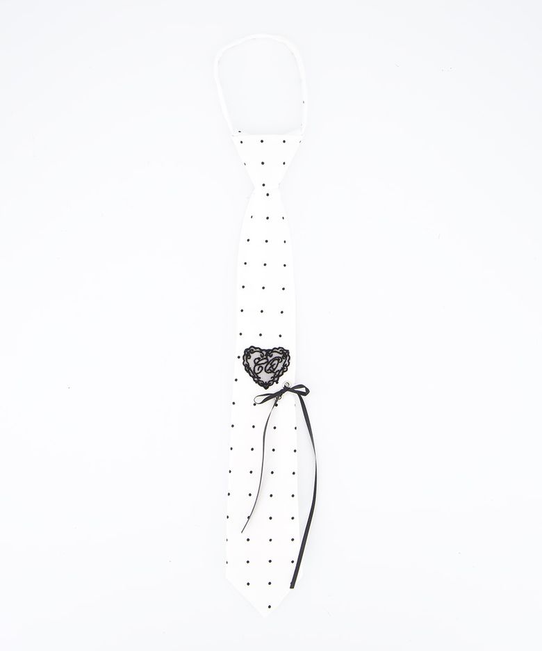 CQ lace heart neck tie - ivory