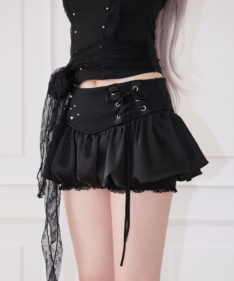 corset bubble skort - black