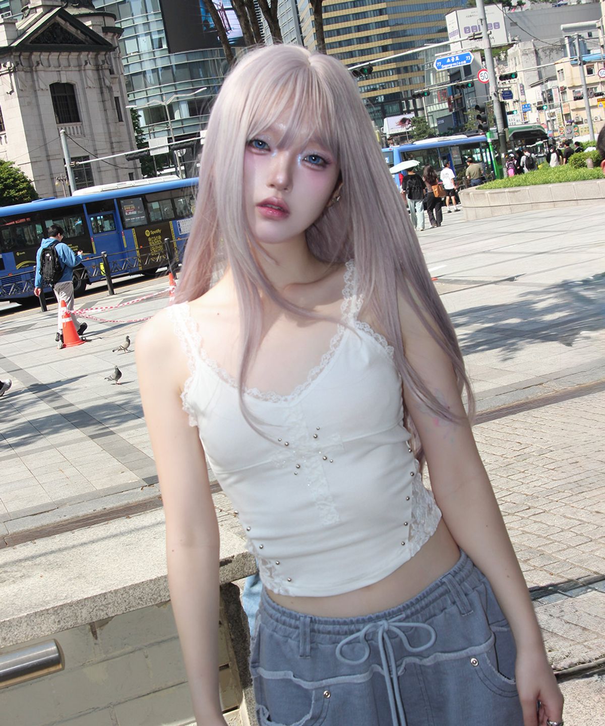 체리퀴리(CHERRYQUIRI) cross patch lace sleeveless - white