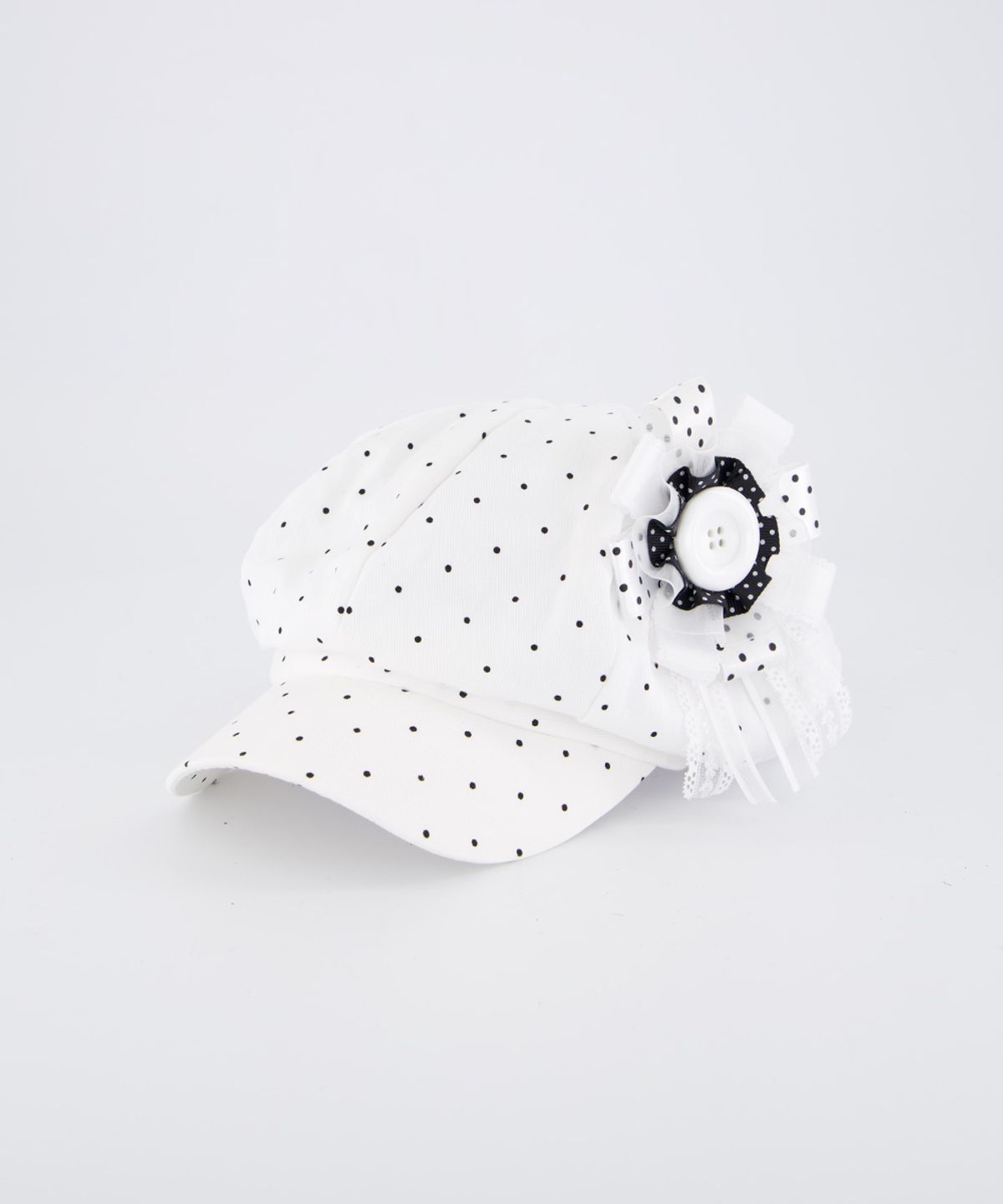 체리퀴리(CHERRYQUIRI) soft punk rosette newsboy cap - white