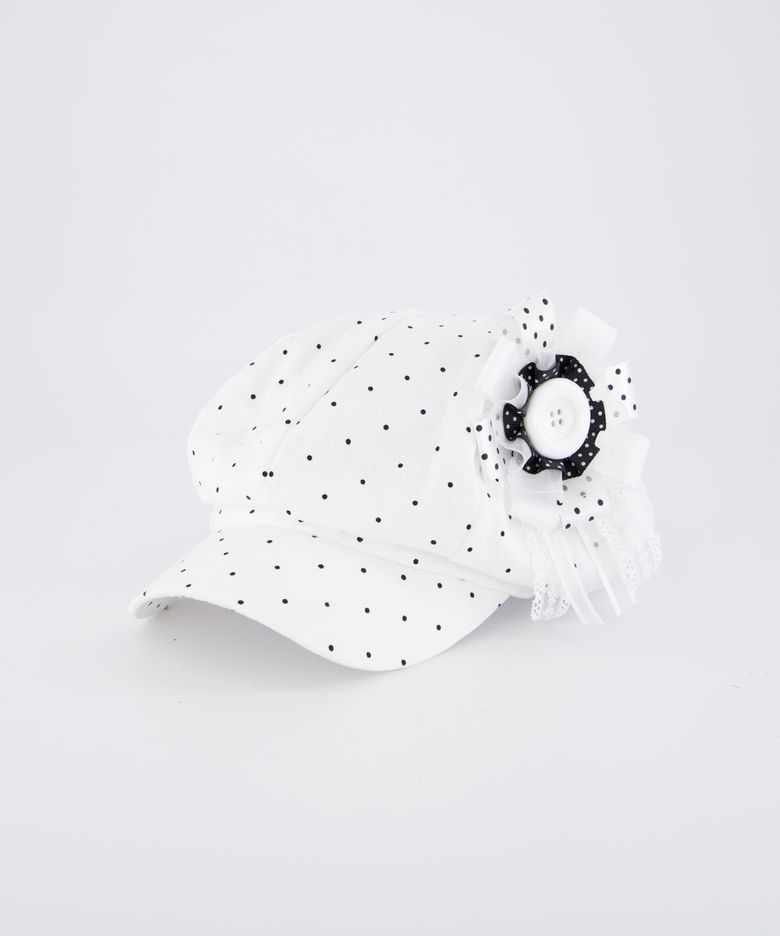 soft punk rosette newsboy cap - white