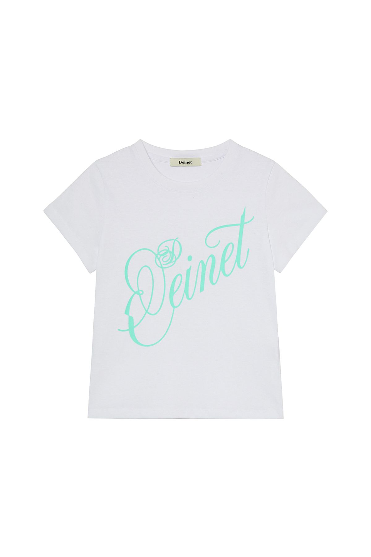 다이닛(DEINET) ROSE TYPO GRAPHIC T-SHIRT IN WHITE