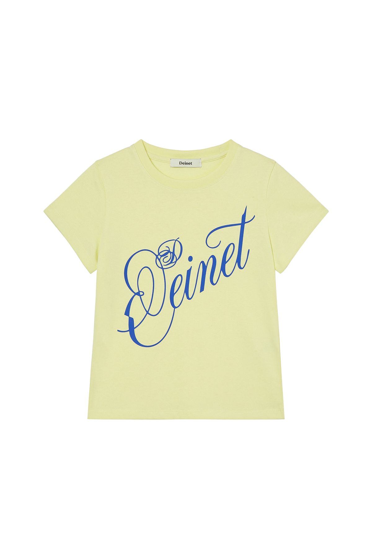 다이닛(DEINET) ROSE TYPO GRAPHIC T-SHIRT IN LIGHT YELLOW