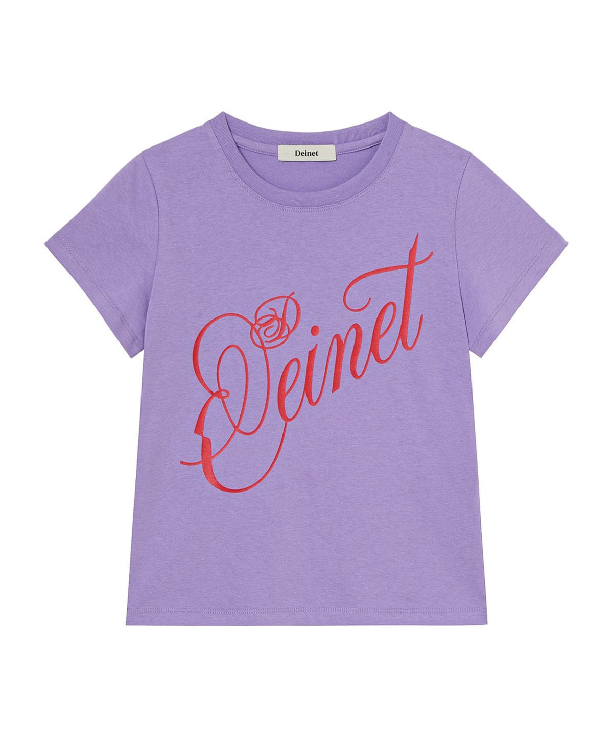 다이닛(DEINET) ROSE TYPO GRAPHIC T-SHIRT IN LIGHT PURPLE