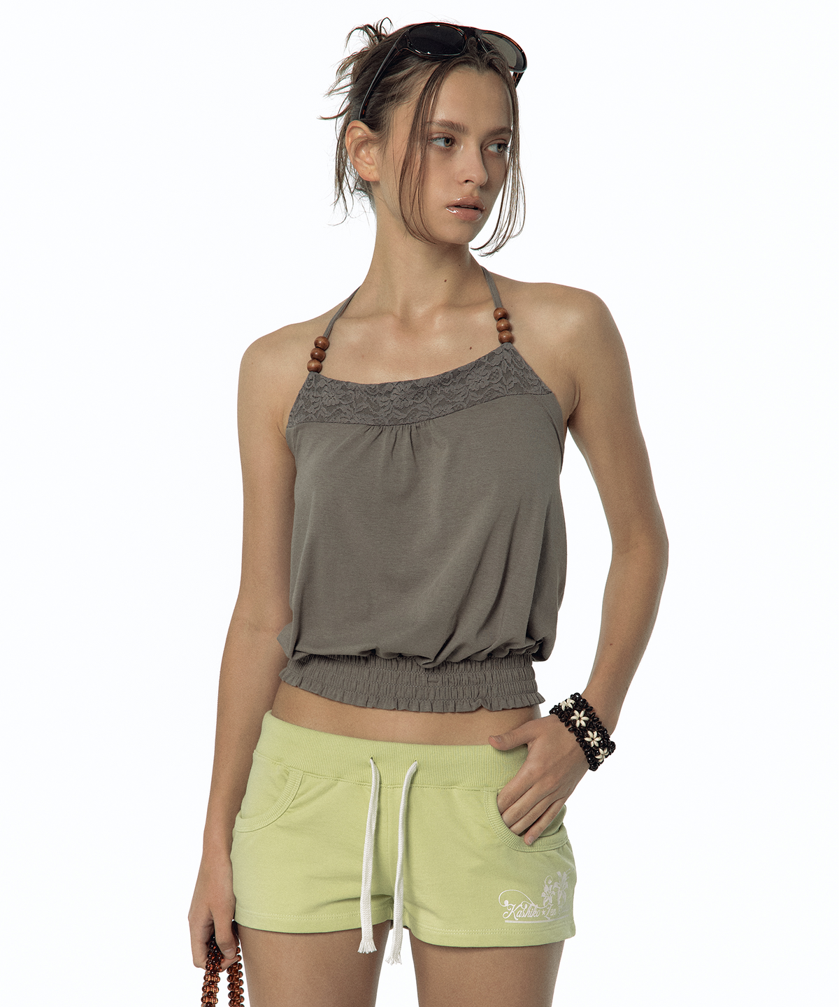 카시코(KASHIKO) Bold Low-rise Shorts Lime