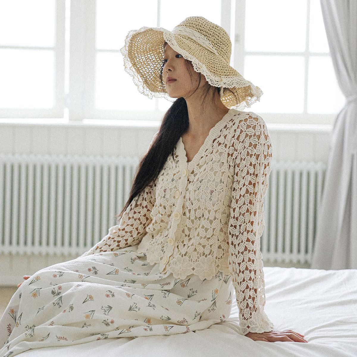 랭썬(LANGSON) LS_Flower crochet cardigan_IVORY