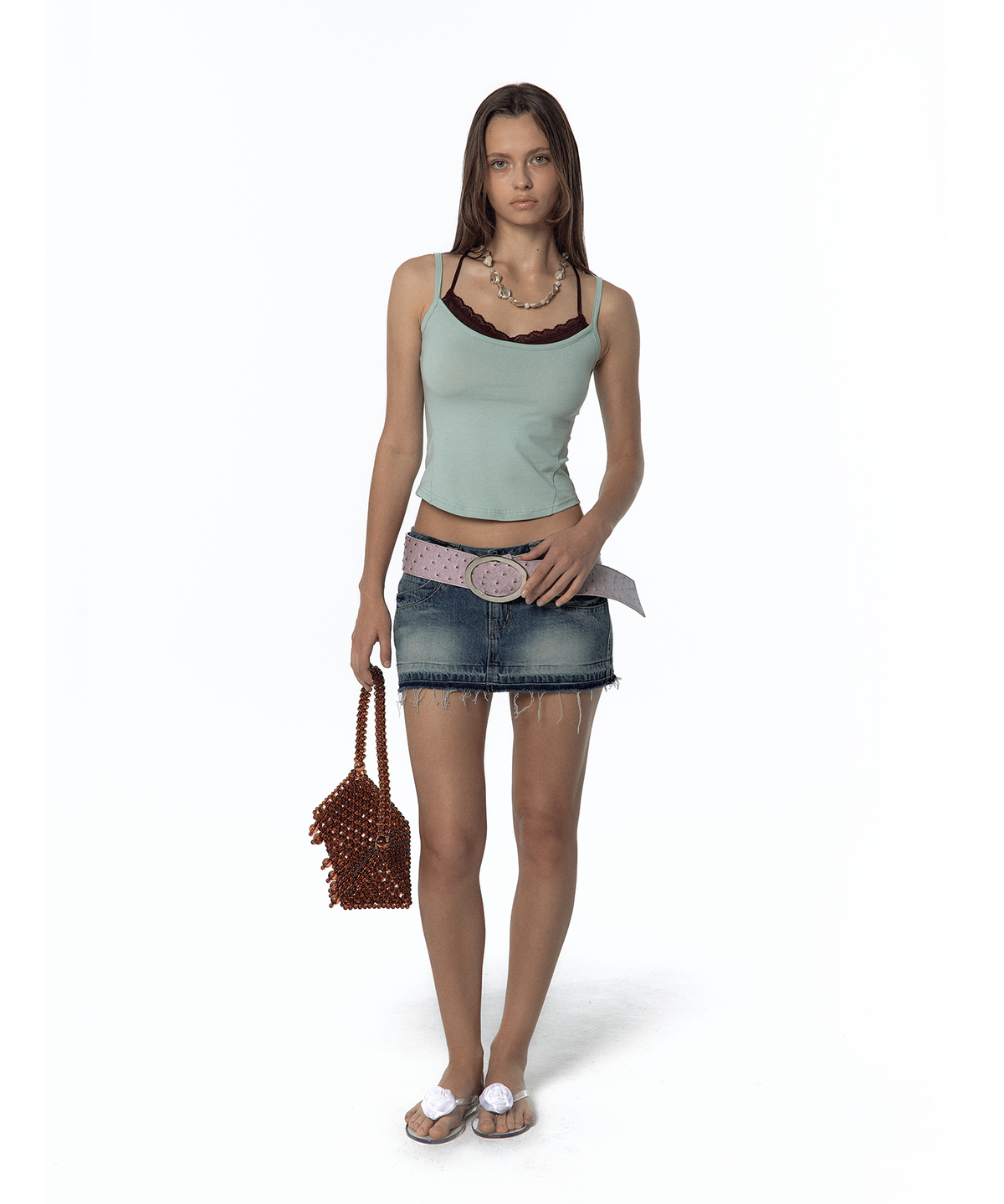 카시코(KASHIKO) Split Pocket Denim Skirt Blue