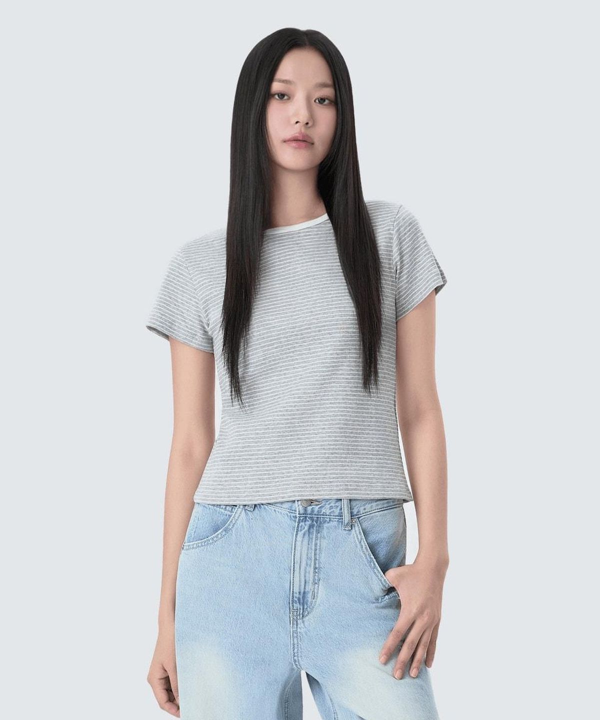미쏘(MIXXO) 코튼 슬림핏 크롭 티셔츠_MIWHWG707A