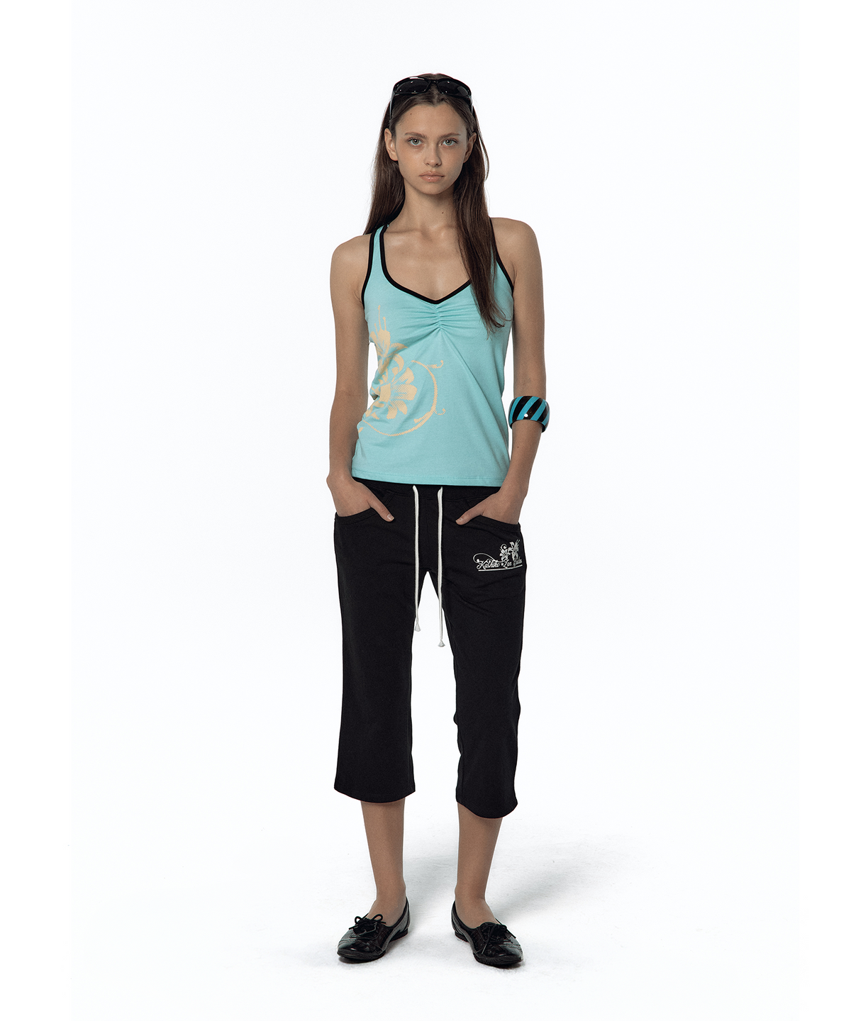 카시코(KASHIKO) Low-Slung Capri Pants Black