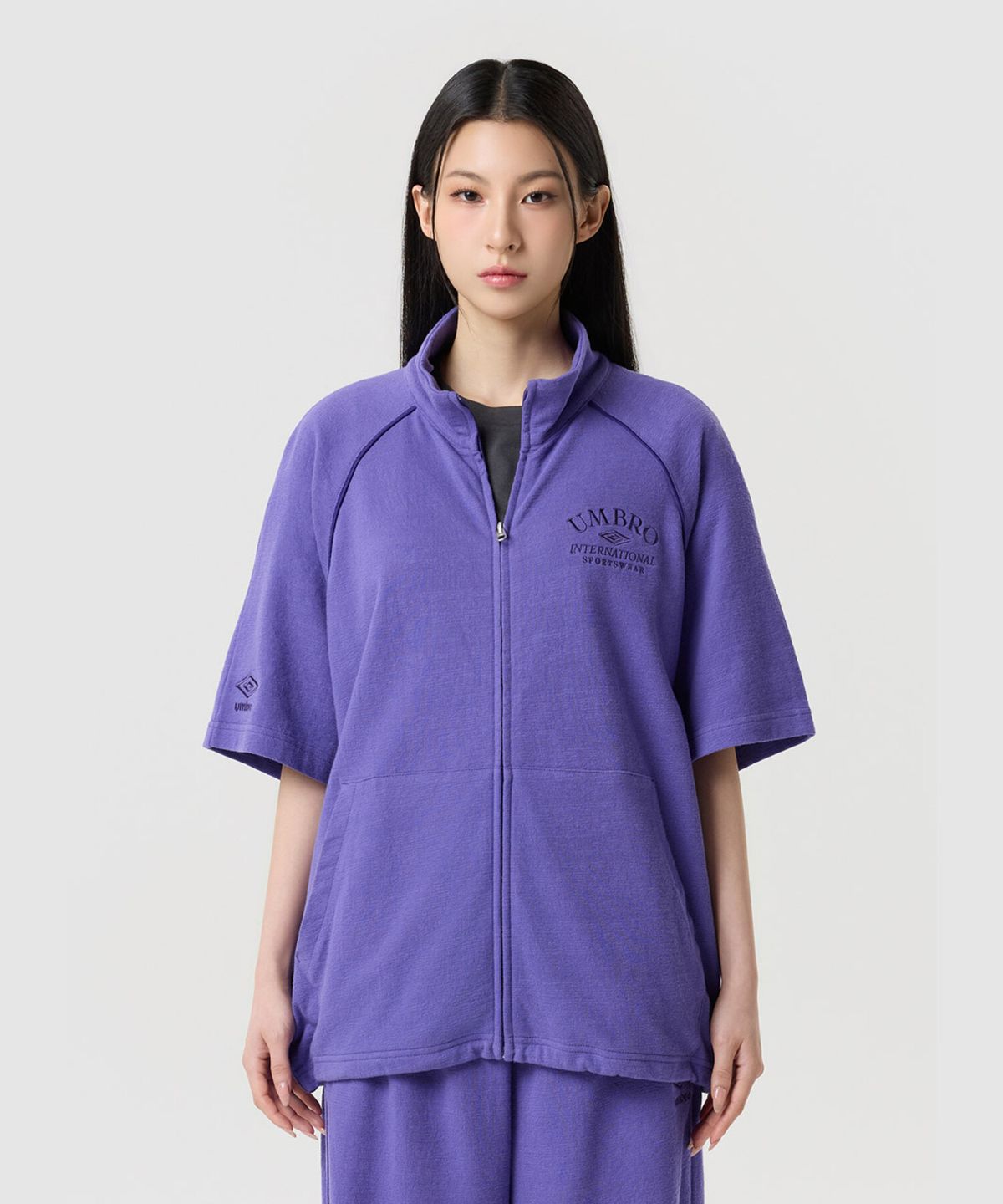 엄브로(UMBRO) 90 테리 반팔 집업 자켓 퍼플 UR311CFT71