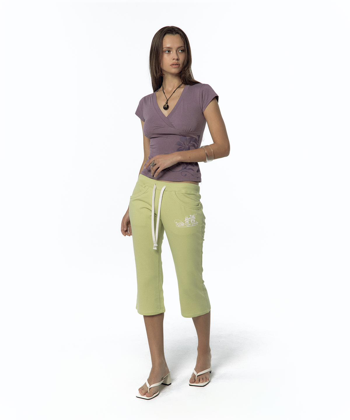 카시코(KASHIKO) Low-Slung Capri Pants Lime