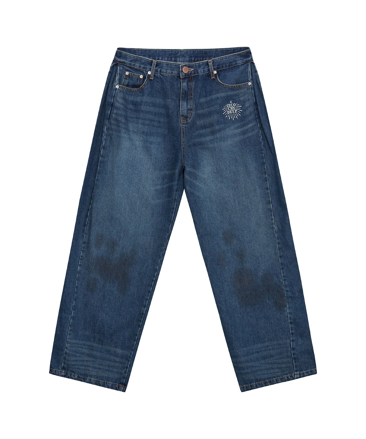 인투더딥(INTO THE DEEP) [ITD X HRTM] OIL WASHED WIDE BLUE DENIM PANTS