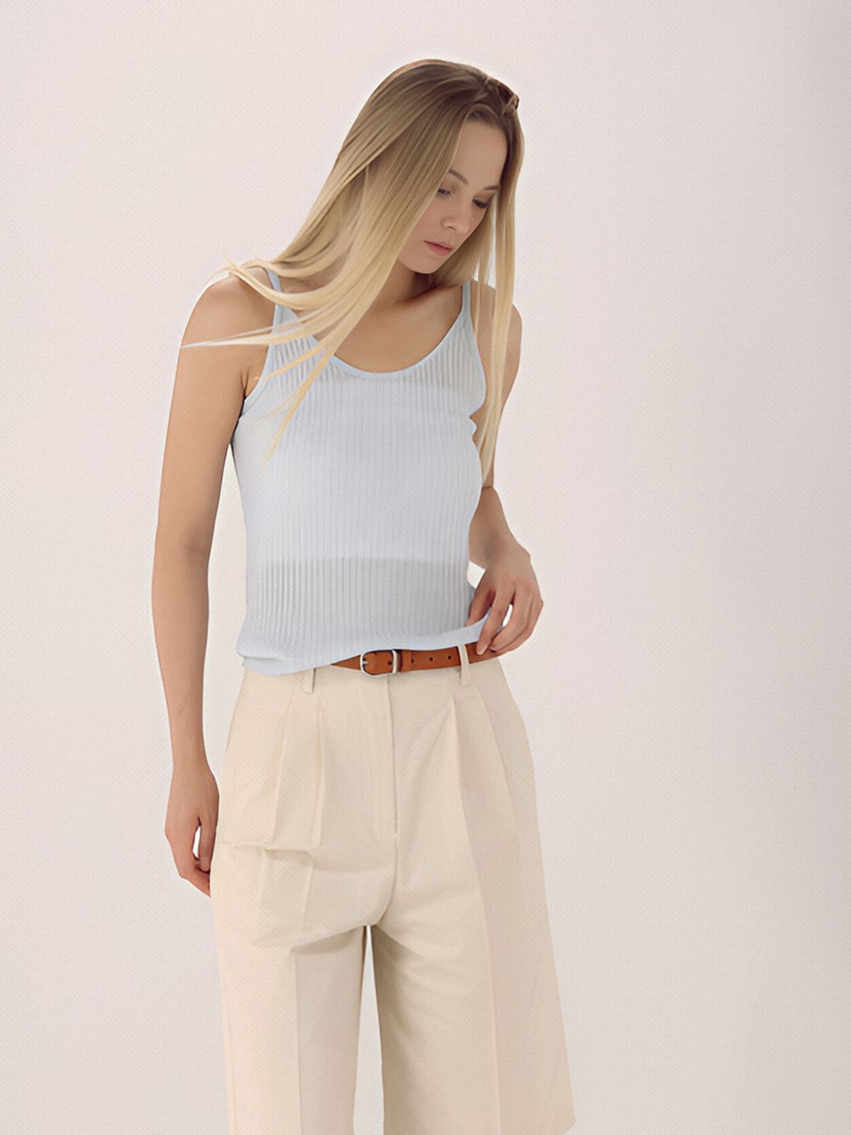 아쿠드(ACUD) Linen Rib Sleeveless Knit _MT.Blue