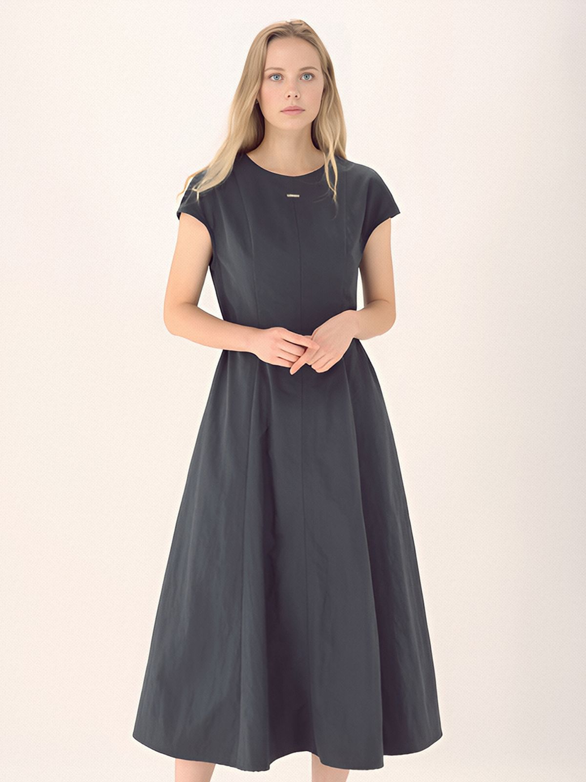 아쿠드(ACUD) Cap Sleeve Strap Dress _Charcoal