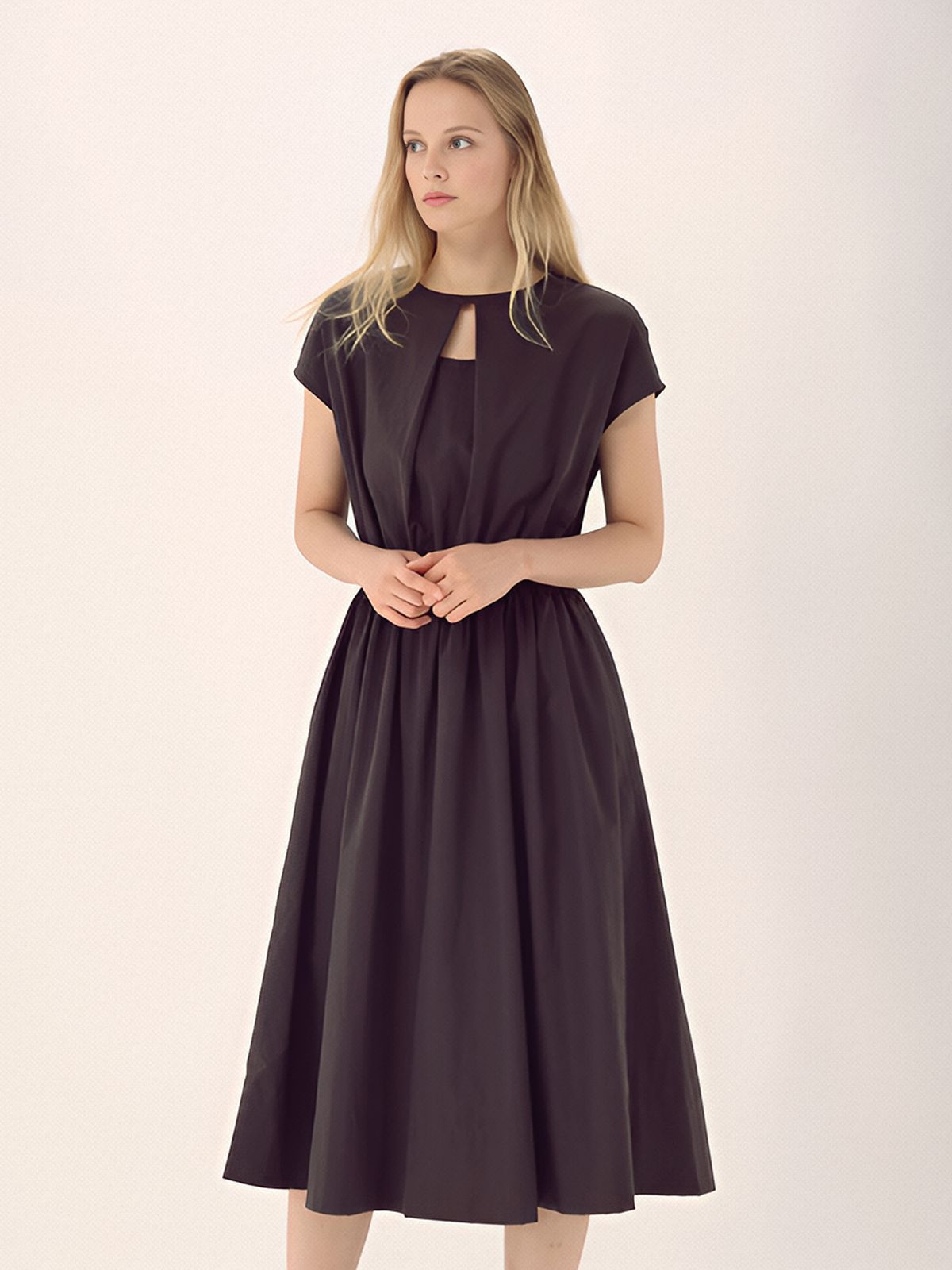 아쿠드(ACUD) Front Cut Banding Dress _Brown