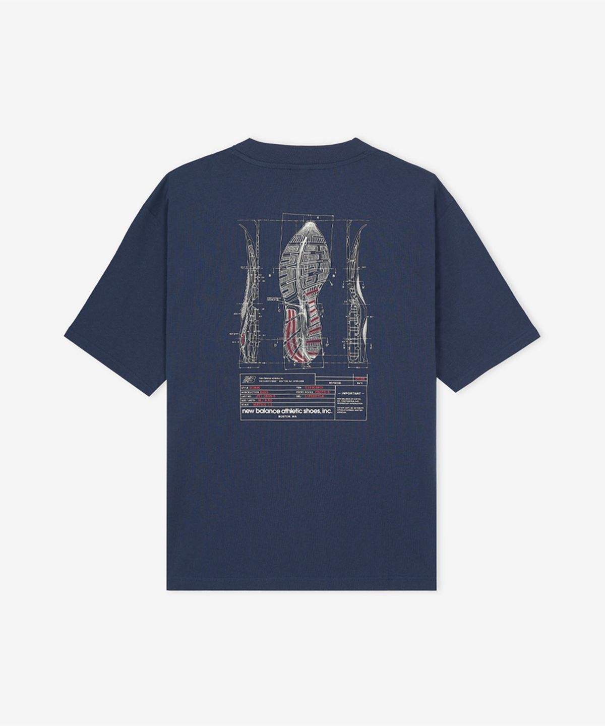 뉴발란스(NEW BALANCE) NBNEG32813 / UNI Blueprint 그래픽 반팔티 (NAVY)
