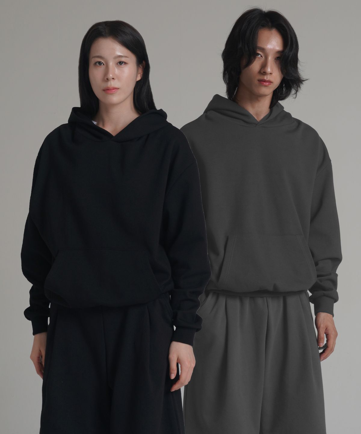 노밍(NOMING) [2PACK] 루즈핏 크롭 이지 후드티 (3COLOR)