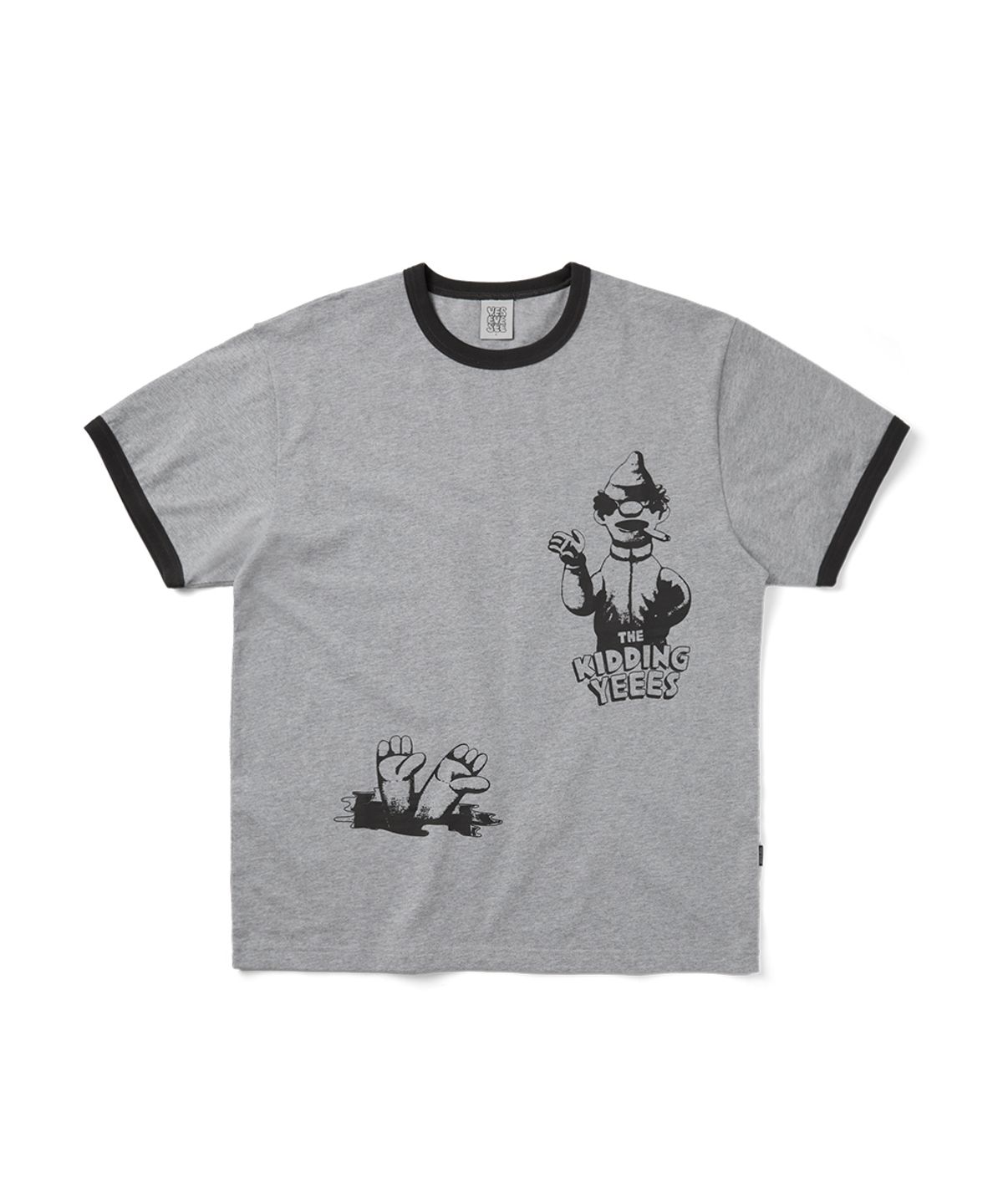 예스아이씨(YESEYESEE) The Kidding Heads Ringer Tee Grey