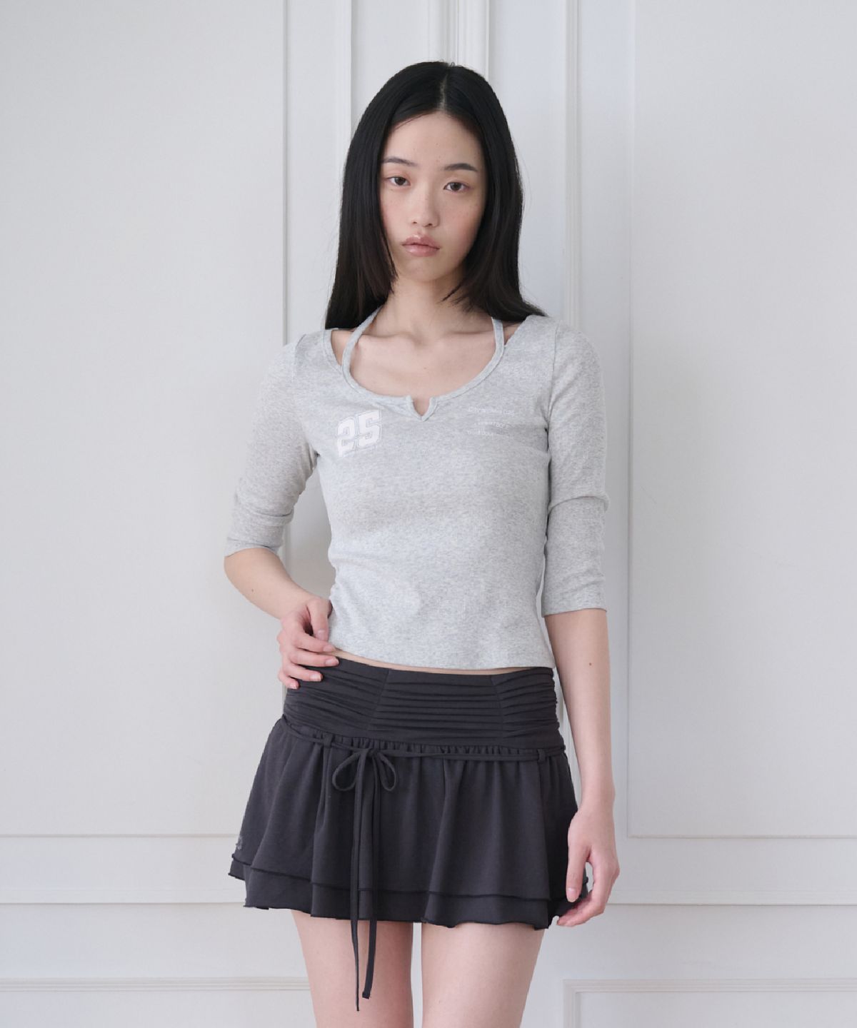 서울리(SEOULI) BAILEY SLIT TOP [MELANGE GREY]