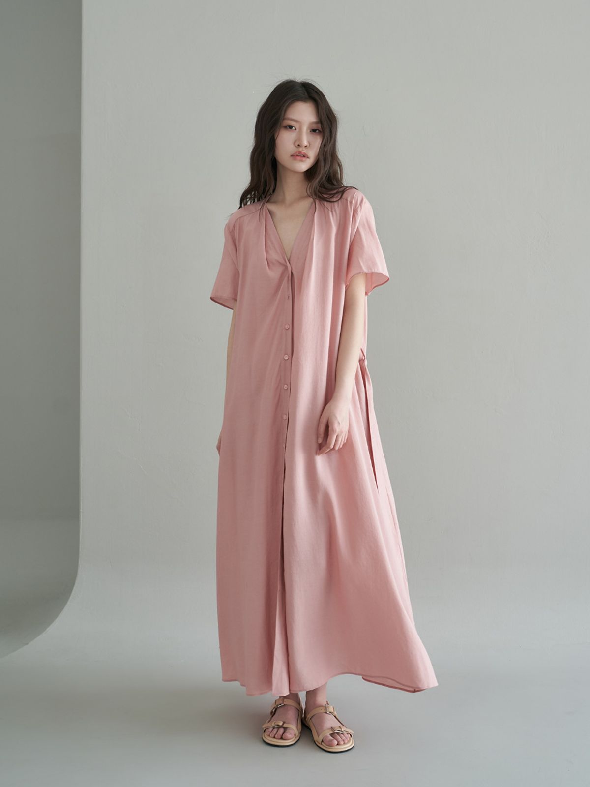 디자인오월(DESIGNOWOL) 로브롱 원피스_더스트 핑크