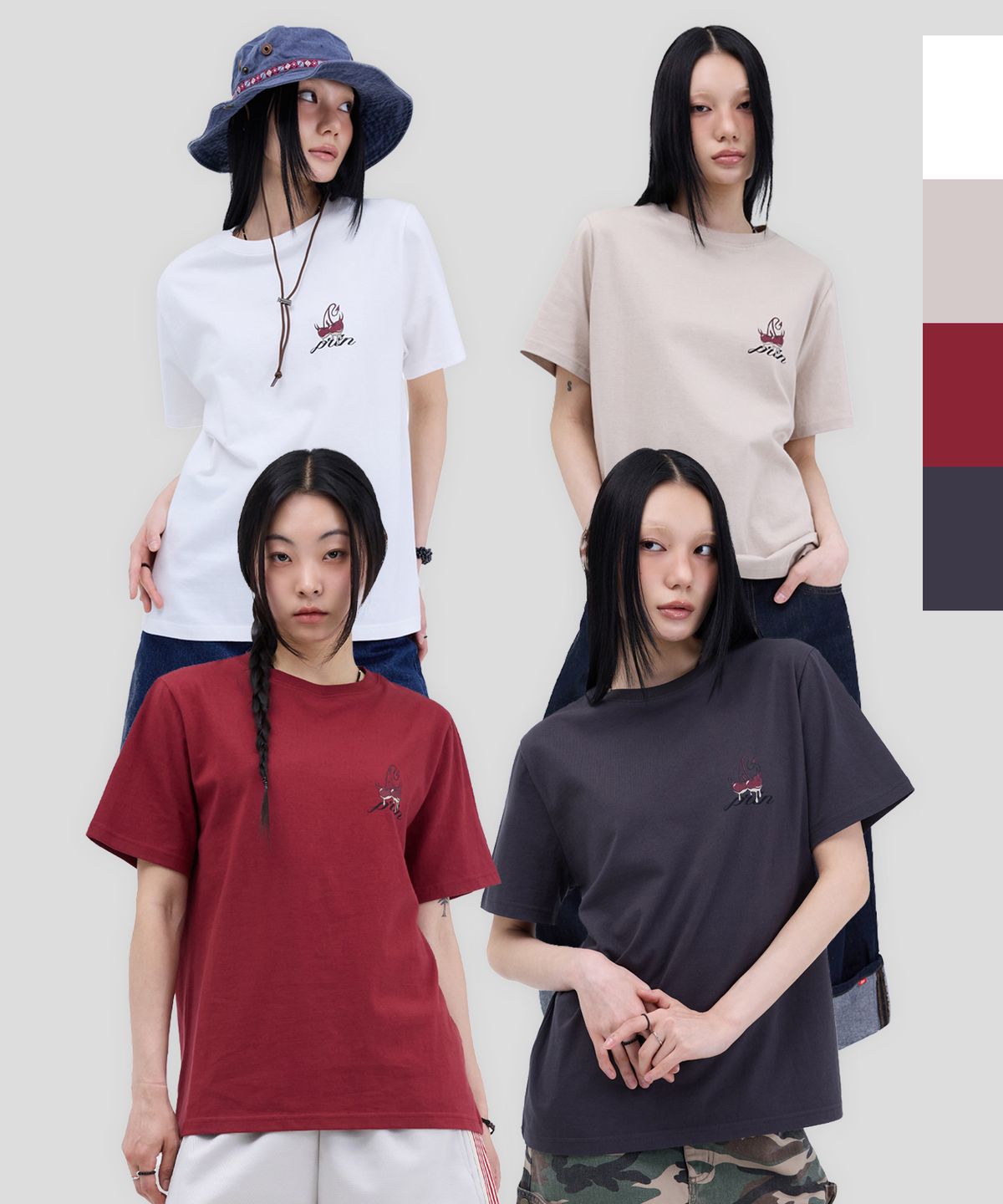 포르테나(PORTERNA) [2PACK] CHERRY GRAPHIC SHORT SLEEVE T-SHIRT-4COLOR