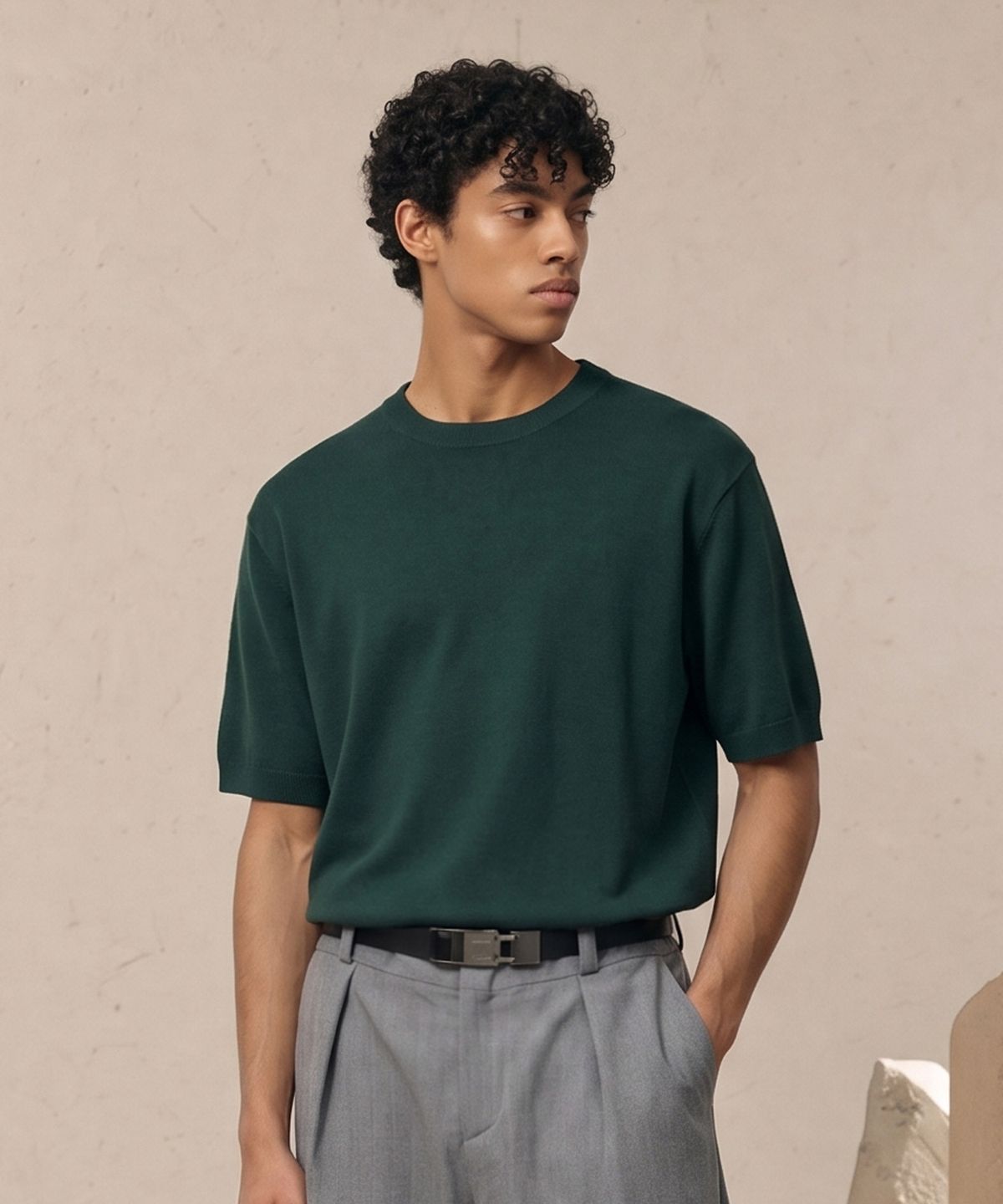 베리베인(VERYVAIN) ESSENTIAL SUMMER ROUND KNIT (DARK GREEN)