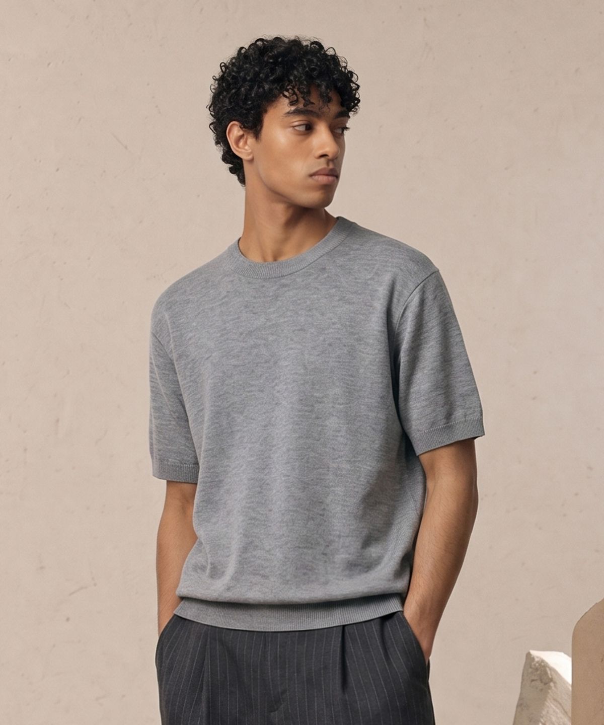 베리베인(VERYVAIN) ESSENTIAL SUMMER ROUND KNIT (GRAY)