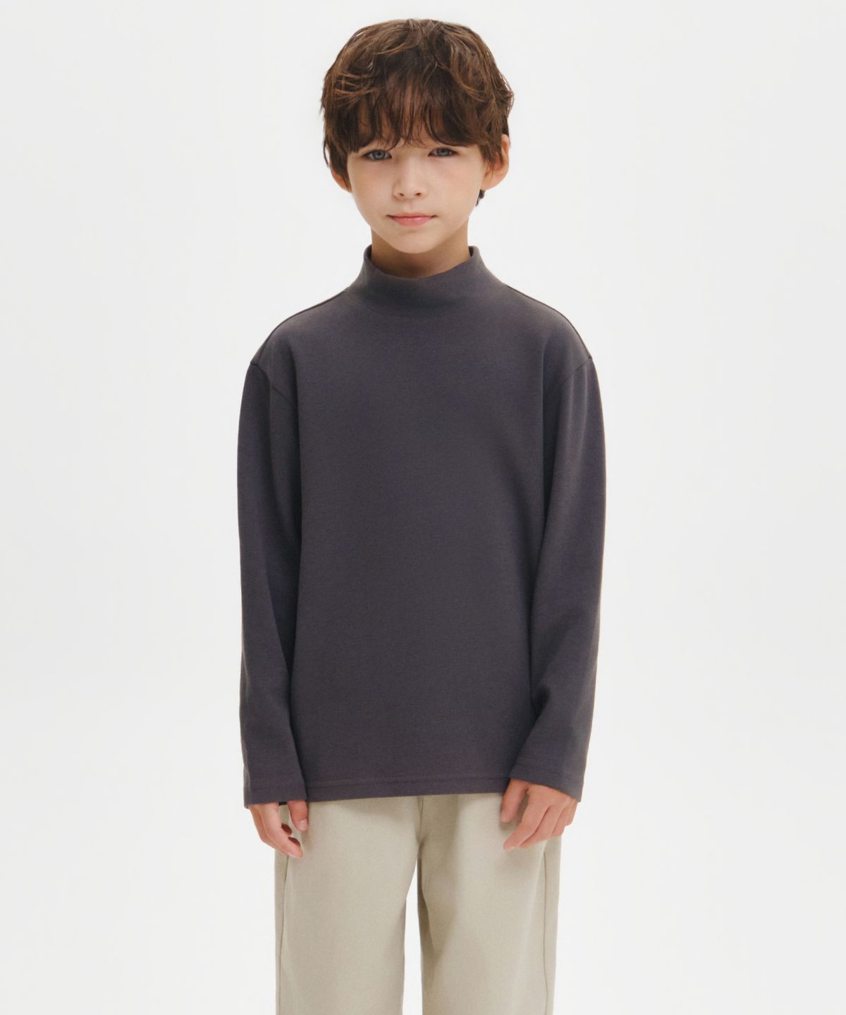 무신사 스탠다드 키즈(MUSINSA STANDARD KIDS) [힛탠다드] 터틀 넥 긴소매 티셔츠 [건메탈]