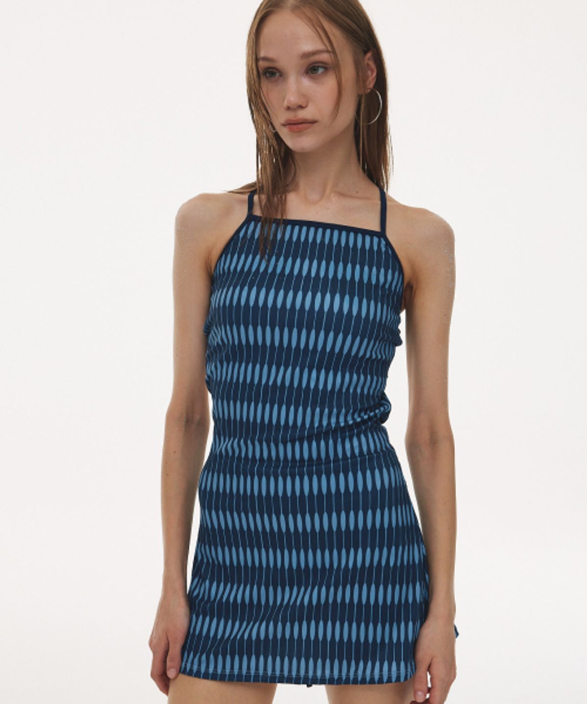 하타(HATA) Skirt Monokini_Spicy Blue Stripe