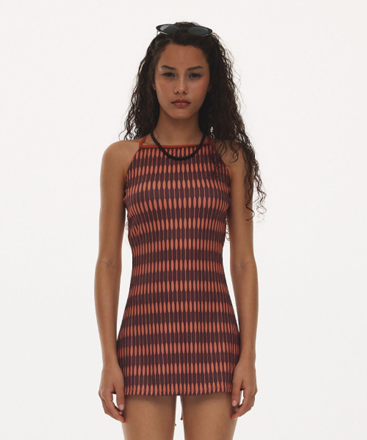 하타(HATA) Skirt Monokini_Spicy Orange Stripe
