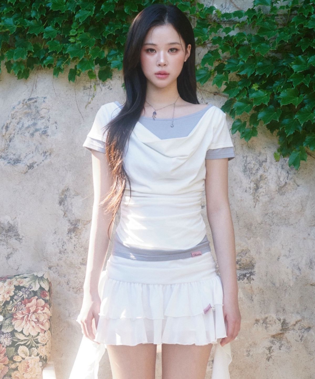 뉴얼린(NEWALRIN) Tori Draping Layered Short Sleeve Top(6colors)