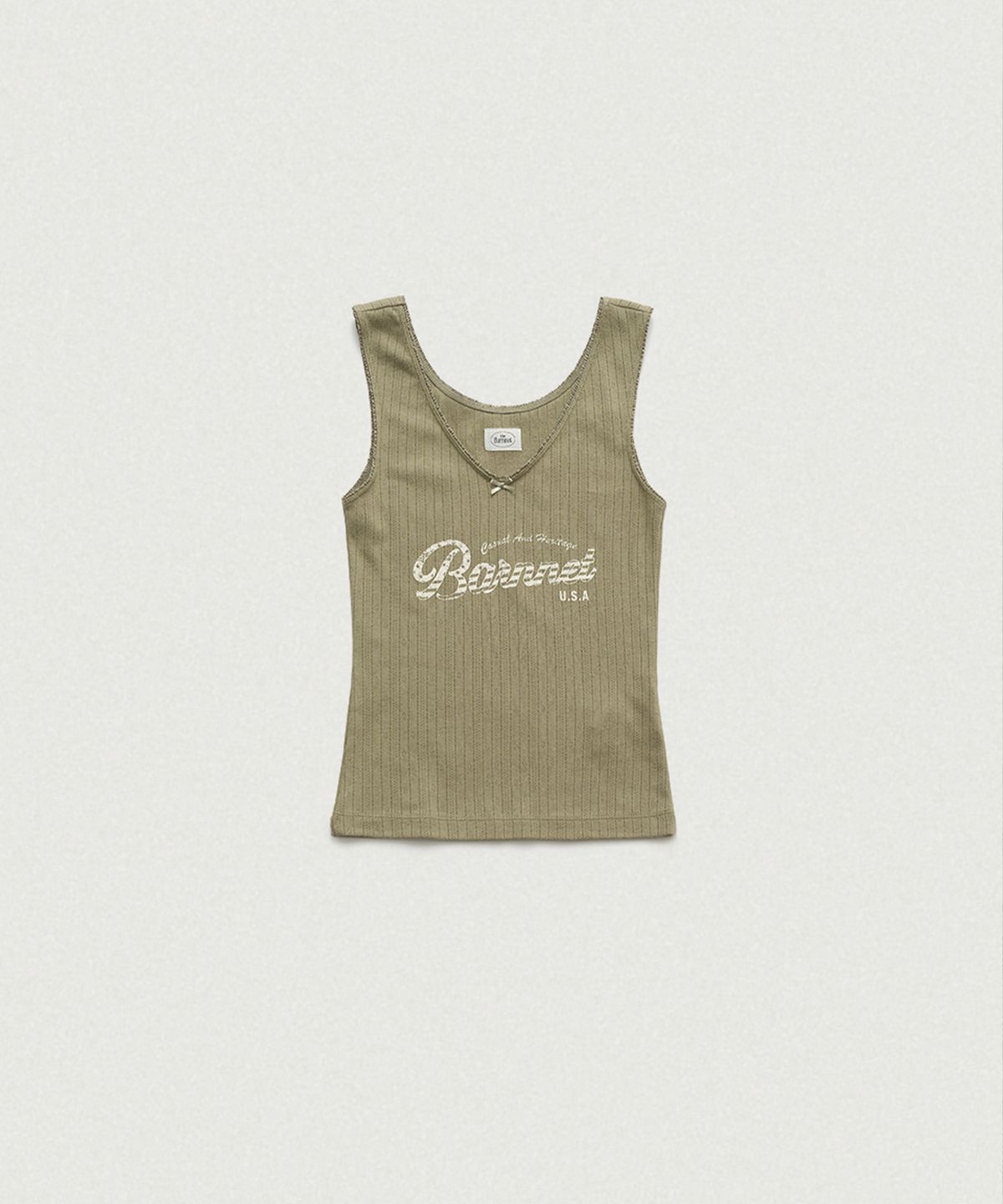 더바넷(THEBARNNET) Lois Ribbed Logo Tank Top_Khaki