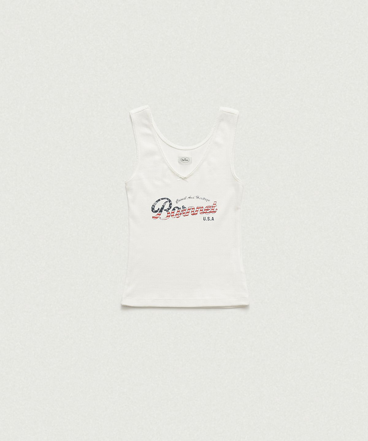 더바넷(THEBARNNET) Lois Ribbed Logo Tank Top_White
