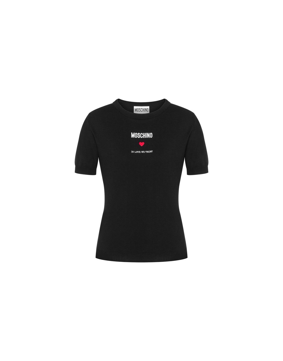 모스키노(MOSCHINO) 로고 슬림핏 반소매 니트