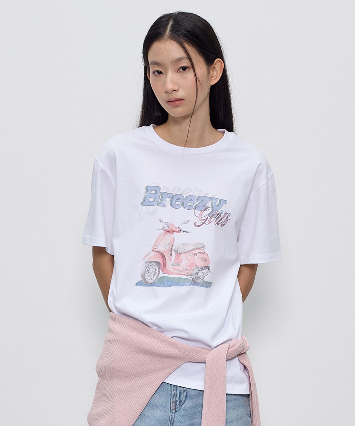시티브리즈(CITYBREEZE) 스쿠터 그래픽 루즈핏 반팔 티셔츠_2COLORS