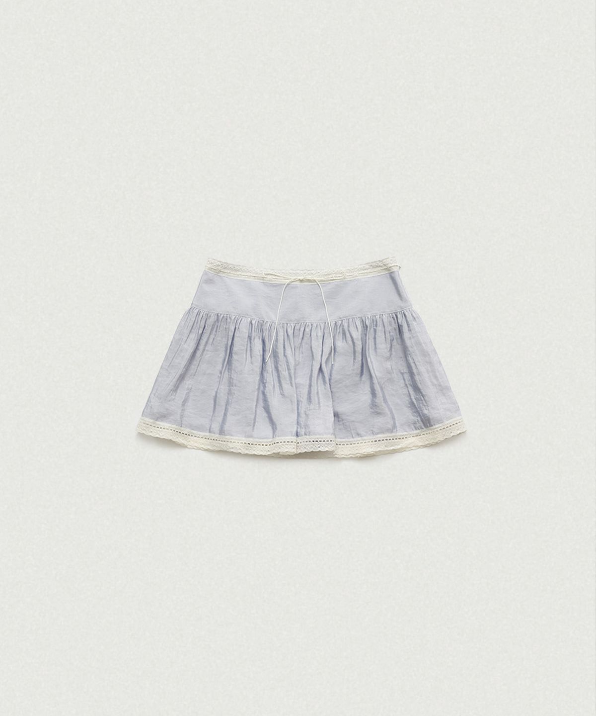 더바넷(THEBARNNET) Riley Shirring Lace Trim Skirt_Dusty Blue
