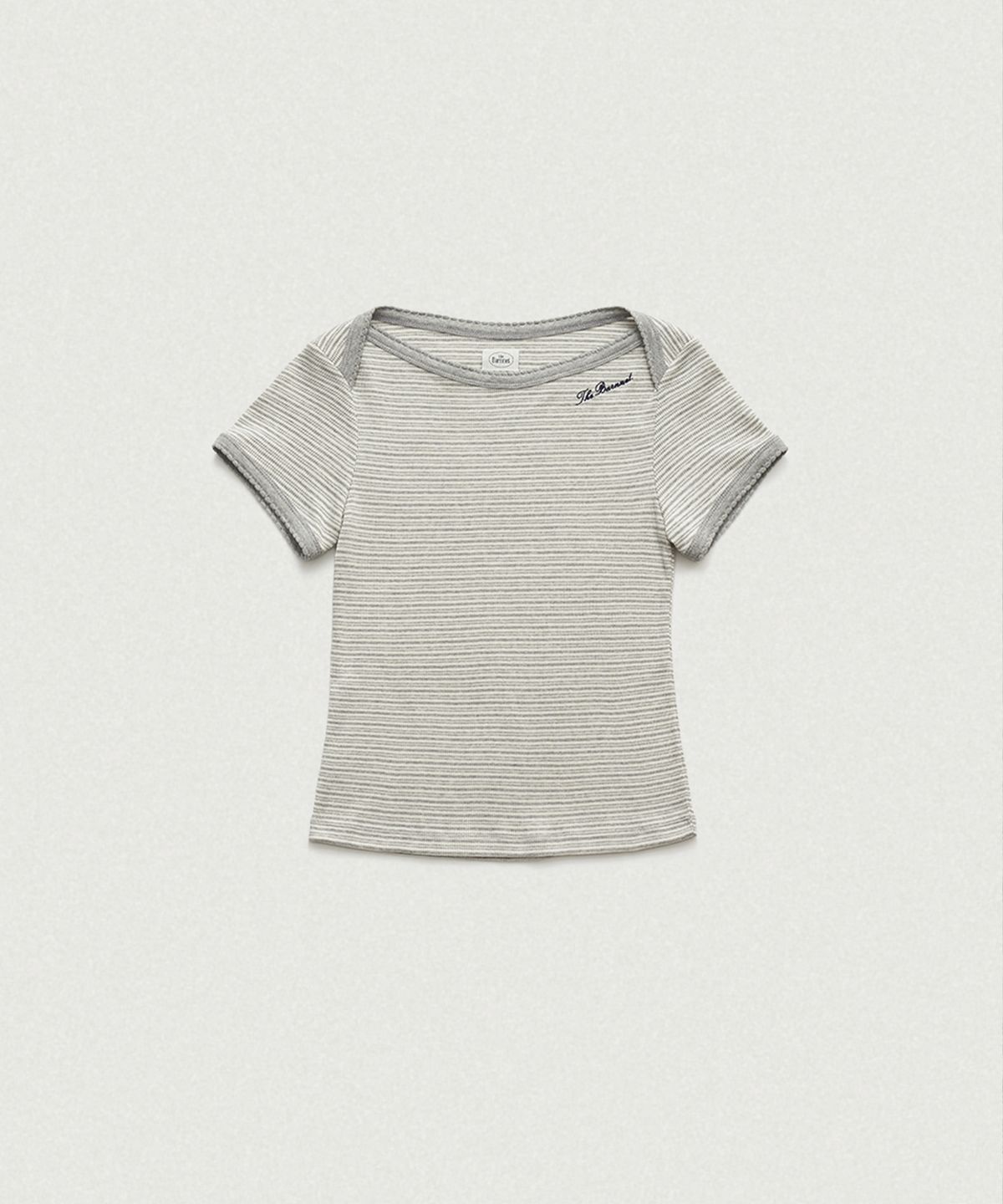 더바넷(THEBARNNET) Noelle Boat Neck Stripe Slim Top_Grey