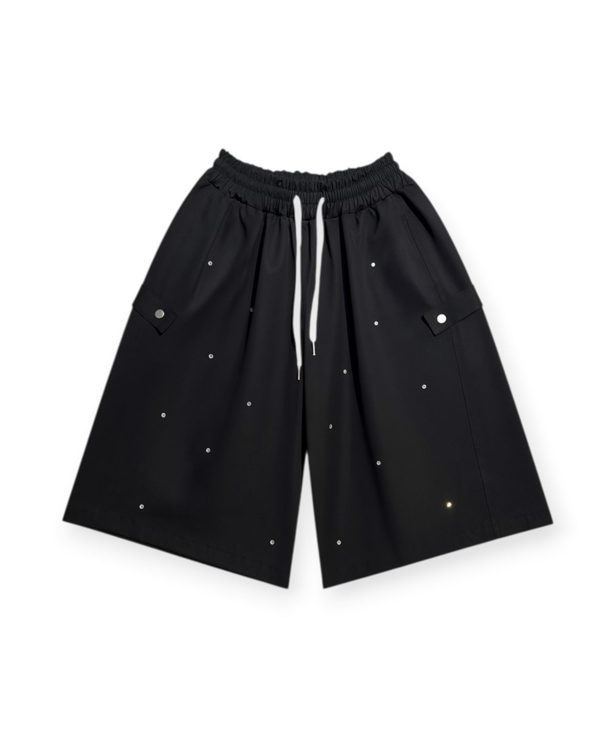 본슬리피(BORN SLIPPY) Essential Crystal Stud Bermuda Shorts (Black)