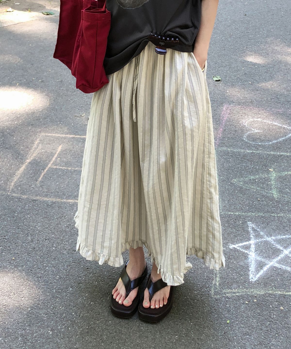 토아베(TOAVE) Soho Stripe Skirt (Cream beige)