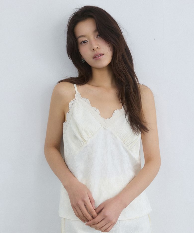 Jacquard satin bustier - cream