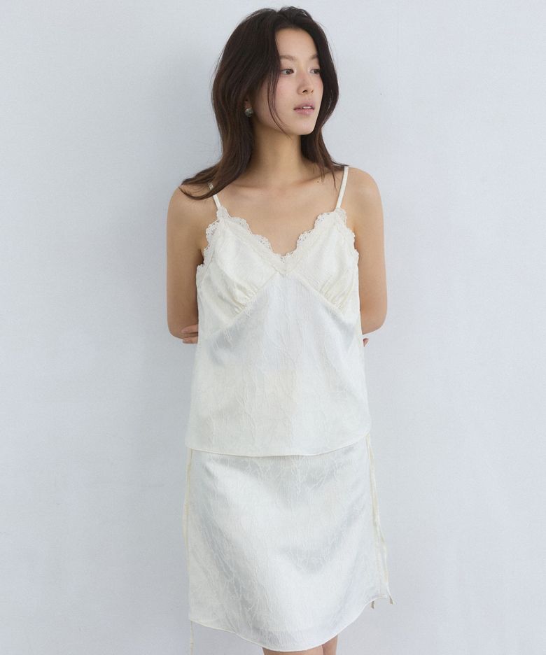 Jacquard satin set - cream