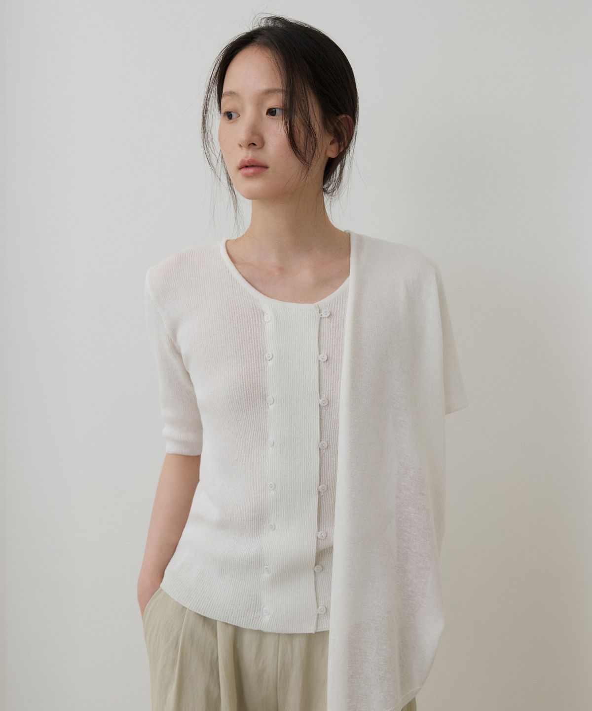 토와브(TOWAV) ELODY SCARF CARDIGAN_IVORY